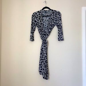 Kenneth Cole Black and White V Neck Wrap Dress